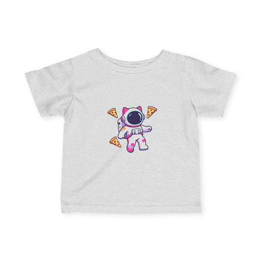 Infant Tee — Cute Astronaut with Pizza Slices Baby Shirt
