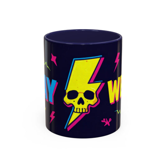 Stay Weird Skull Lightning Accent Coffee Mug – Neon Retro 80s