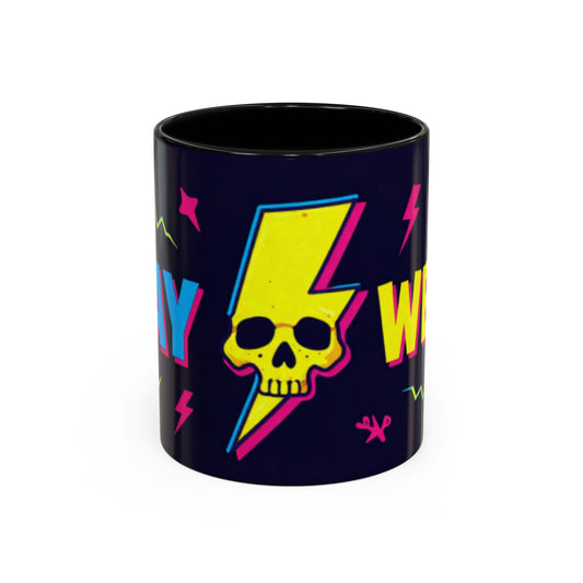 Stay Weird Skull Lightning Accent Coffee Mug – Neon Retro 80s