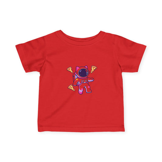 Infant Tee — Cute Astronaut with Pizza Slices Baby Shirt
